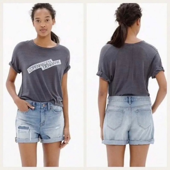 Madewell Women's Boyshorts Shorts Rip & Repair Edition Size 25 Raw Hem High Rise - Picture 2 of 9